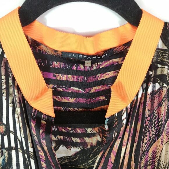 Elie Tahari Floral Stripe Button Down Shirt Small - Picture 5 of 6